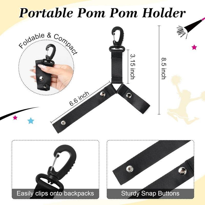 CEELGON Pom Pom Holder Hanger with Snap Button for Backpack Cheerleader Team Tags Cheer Bag Strap Accessories Cheerleading Essentials (Black) - Image 2